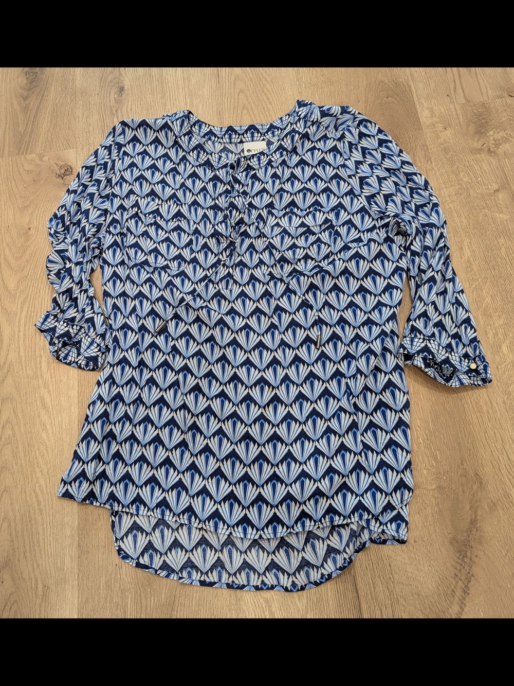 STYLUS Blue and White Geometric Print Tunic